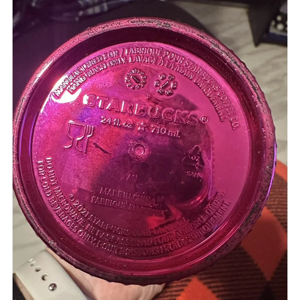 Starbucks 2022 Christmas Pink Bling Studded Tumbler 24 oz Cold‎ Cup No Straw